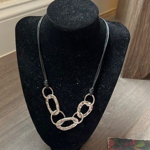 Leather, link necklace